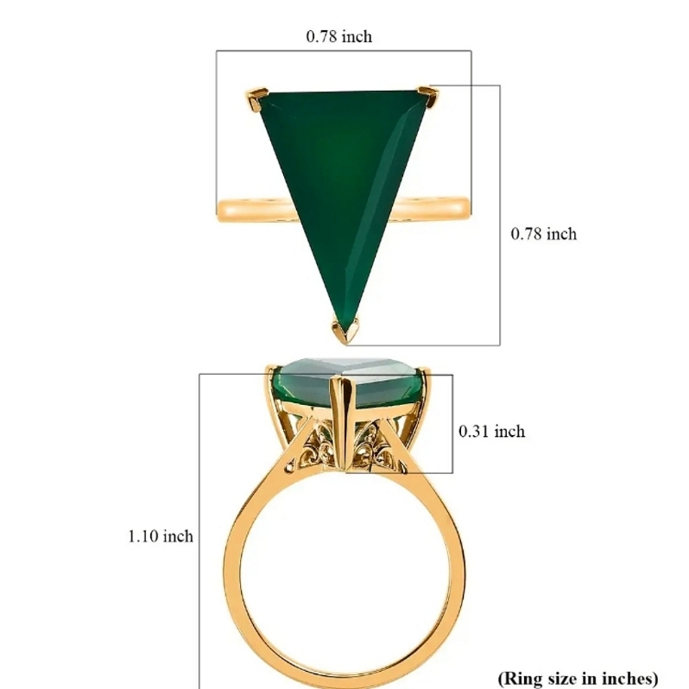 7.00ctw Verde Onyx Solitaire Ring In Vermeil YG Over Sterling Silver - Picture 7 of 7